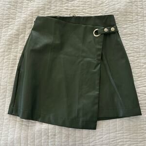 ALYA FRANCESCAS Skirt Womens Small Green Faux Leather Mini Wrap Grunge Punk
